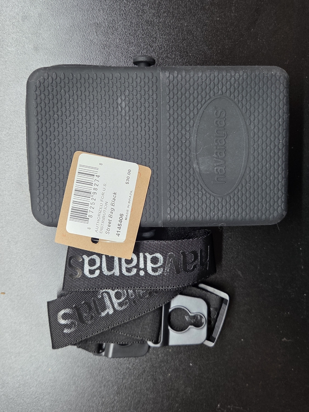 Havaianas Black Textured Crossbody Pouch with Logo Strap